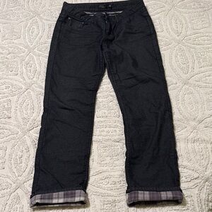 Prana Dark Gray Straight-Leg Jeans with Plaid Flannel Lining
